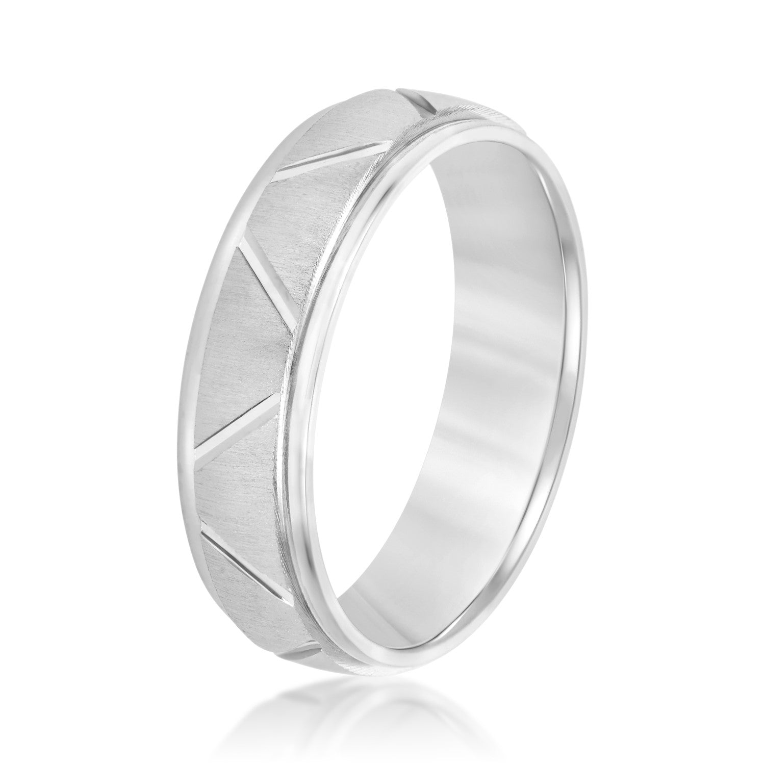 Men's Diagonal Cut Textured Wedding Band-VIRABYANI